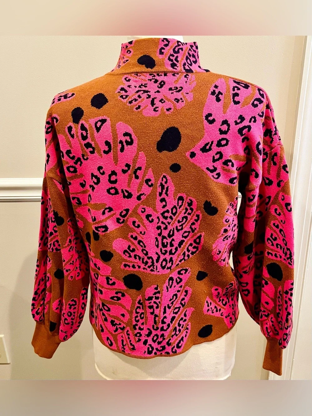 Fate: Dance Around It Camel Brown Mixed Print Sweater